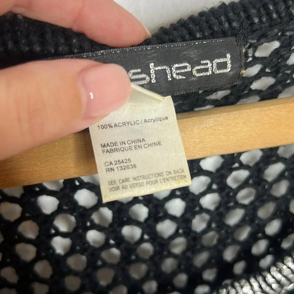 Vintage 90s Y2K Whimsigoth Mesh Crochet Metallic Open Knit Weave Layering Top - Picture 8 of 11